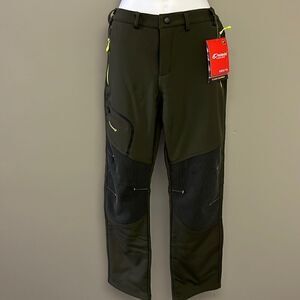 Aokeda Men’s Army Green Wind & Waterproof Fleece Elastic Sports Pants